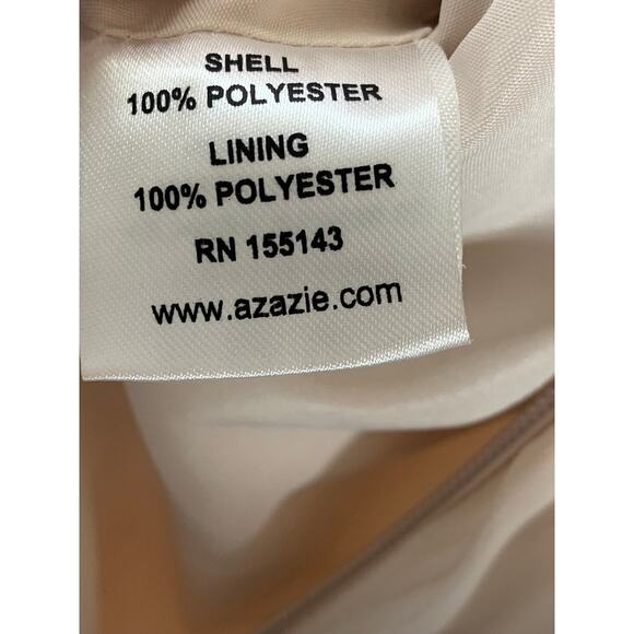 AZAZIE Women's Beige Double V-Neck Sleeveless Mesh Maxi A-Line Dress SZ 12 - Picture 11 of 12